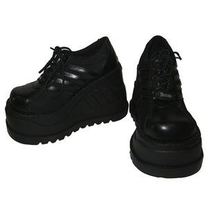Demonia Stomp 08 Vegan Gothic Black Platform Shoes